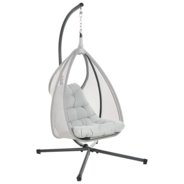 Beliani Hanging Chair With Stand Avegno Fabric Light Grey