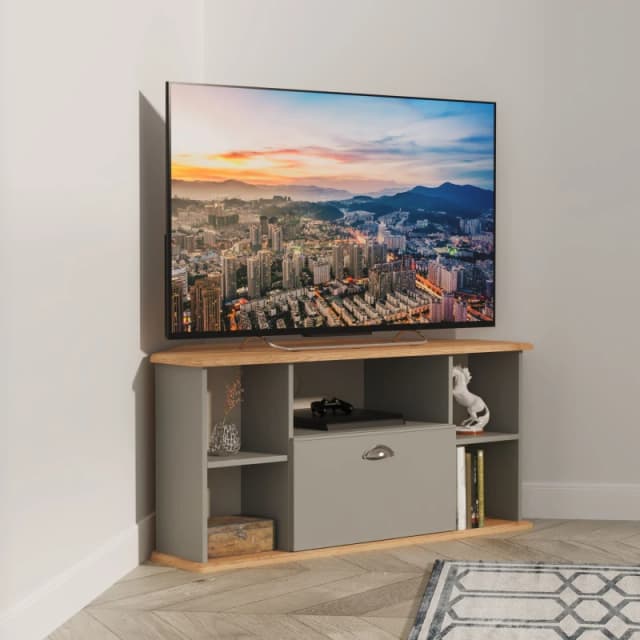 Ready Assembled 2 U Albert Corner TV Unit (Ready Assembled) in Dark Grey Size: Medium Dark Grey Unisex Medium
