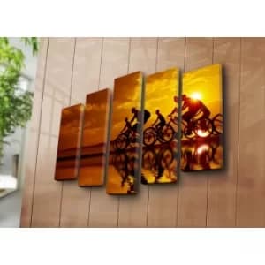 5PAT-41 Multicolor Decorative Canvas Painting (5 Pieces)