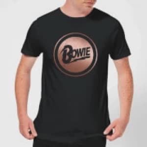 David Bowie Rose Gold Badge Mens T-Shirt - Black