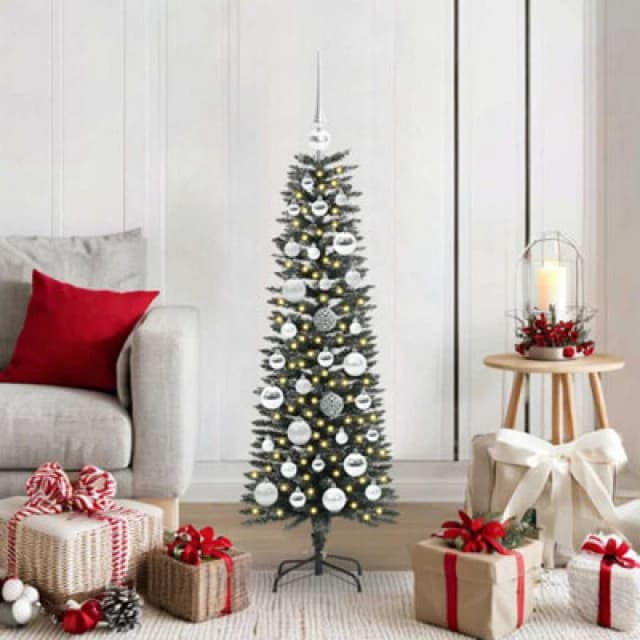 vidaXL Artificial Christmas Tree with Stand, Silver Balls Green 40.5 x 40.5 x 120 cm, Green 3395921