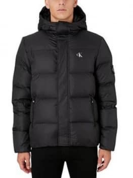 Calvin Klein Jeans Hooded Down Padded Jacket - Black Size M Men