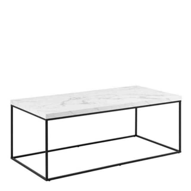 Furniture To Go Barossa Coffee Table With White Marble Carrara Top & Black Steel Base 110X55X45Cm