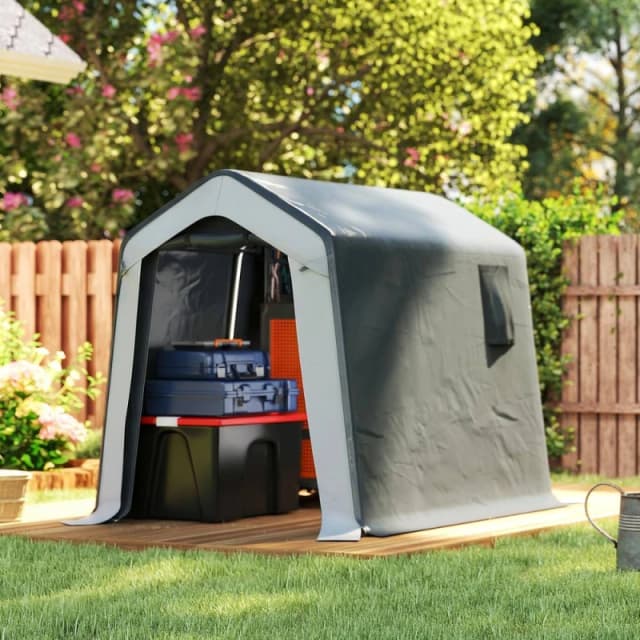 OUTSUNNY 1.8 x 2.4m Portable Storage Shed Heavy Duty Motorbike Shed in Grey Grey Unisex
