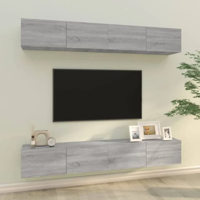 Vidaxl Wall TV Cabinets 4 Pcs Grey Sonoma 100X30X30 Cm, Grey 3114196