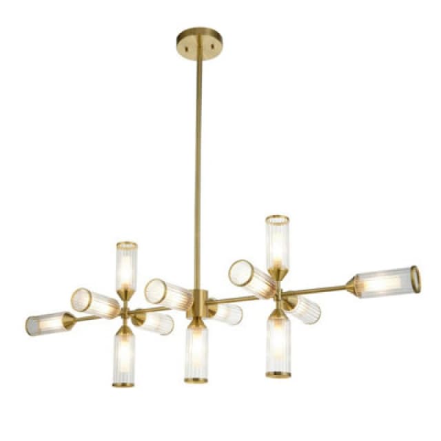 Trieste Bar Pendant Ceiling Light Satin Brass Plate, Clear, Frosted Glass