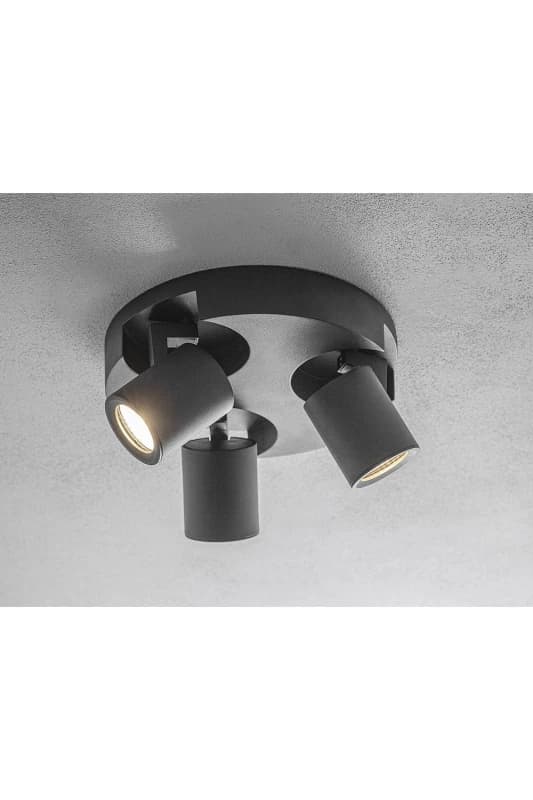 CGC Lighting 'Carla' Triple Black Modern Cylinder Ceiling Spotlights Black