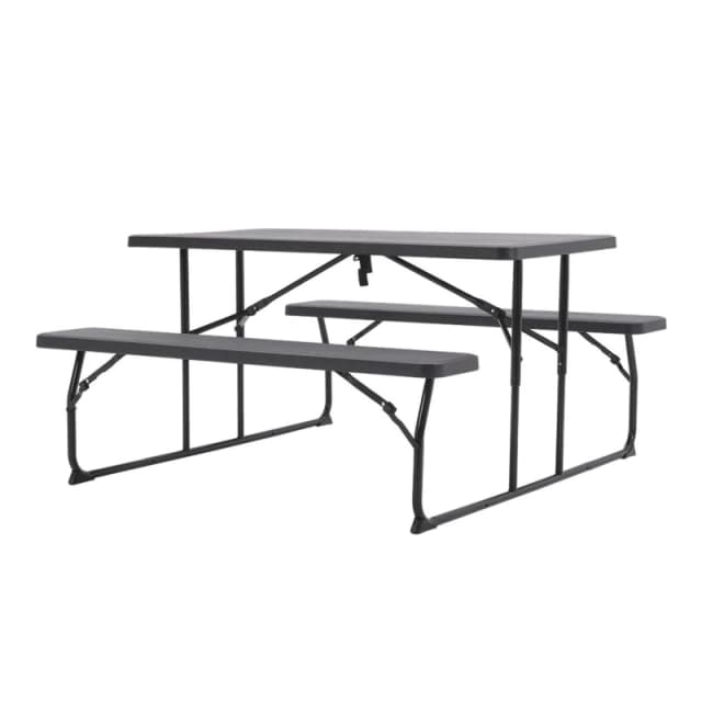 Breeins 73x151x136cm Foldable Picnic Table and Bench Set Black unisex One size