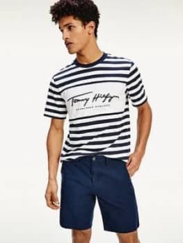 Tommy Hilfiger Signature Stripe Relaxed Fit T-Shirt - Navy