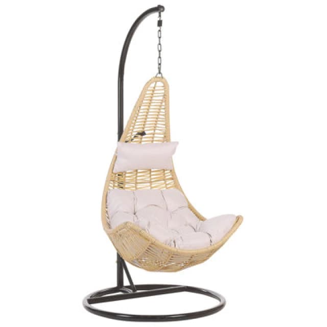 Beliani Hanging Chair With Stand Atri Ii Pe Rattan Natural