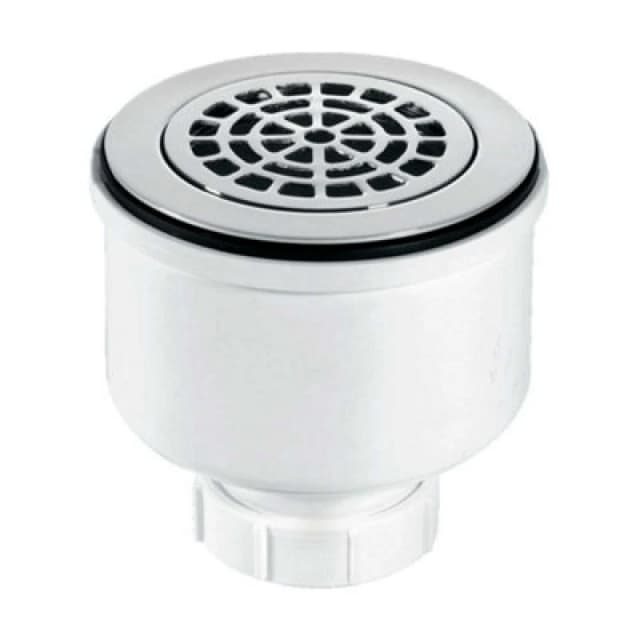 McAlpine ST90CPB-P-V 90mm x 50mm Water Seal Shower Trap with 2" Universal Vertical Outlet with removable 110mm Flange. White