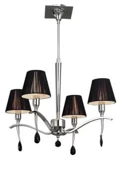 Siena Ceiling Pendant Round 4 Light E14, Polished Chrome with Black Shades And Black Crystal