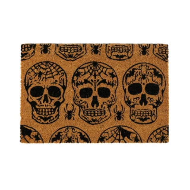 Nicola Spring Halloween Coir Door Mat Day Of The Dead 60 X 40Cm Natural Coir Non-Slip Pvc Backing Spooky Seasonal Entrance Doormat