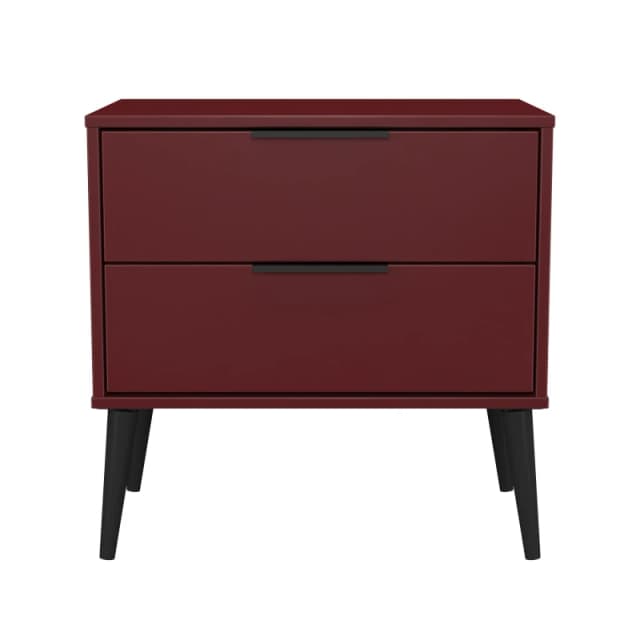 Ready Assembled 2 U Fuji 2 Drawer Side Table (Ready Assembled) in Dark Red Dark Red Unisex