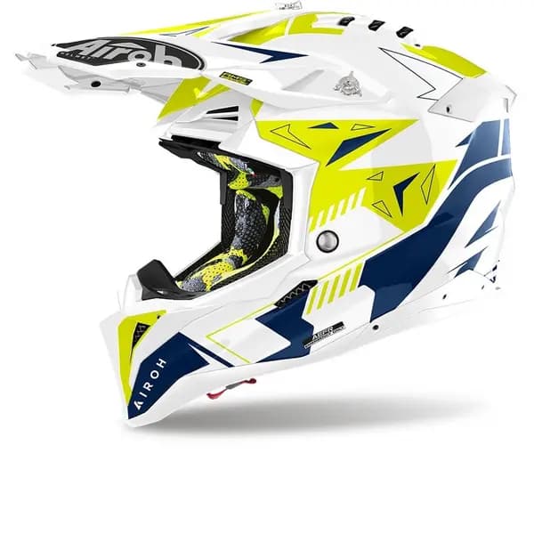 Airoh Aviator 3 Spin Yellow Blue Offroad Helmet Size L