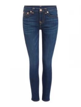 True Religion Halle Mid Rise Super Skinny Jeans Denim Dark Wash