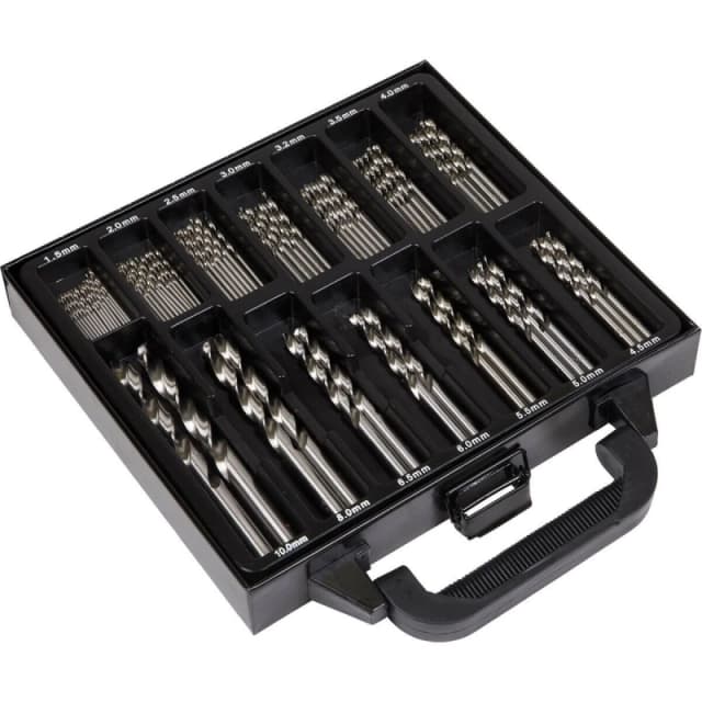 Loops 99 Piece Fully Ground HSS Drill Bit Assortment - Split Point Self Centring Tips Multi
