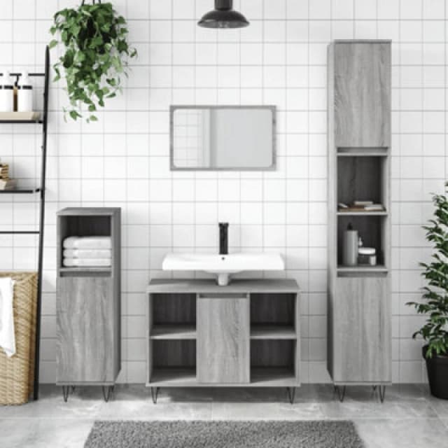 VIDAXL Bathroom Cabinet Grey Sonoma 30x30x100cm Engineered Wood Vidaxl 8720845875732