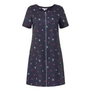 Yumi Navy Lobster Print Zip Front Tunic - Blue