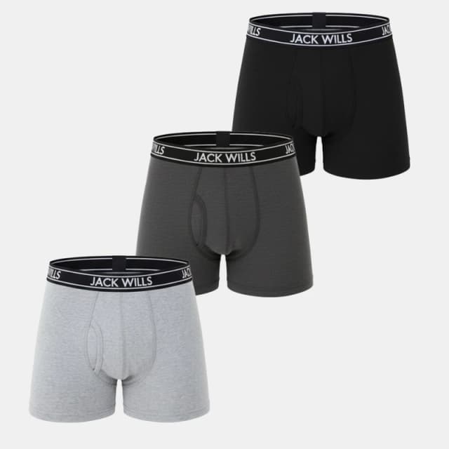 Jack Wills Daundley Multipack Boxers 3 Pack Char/Grey/Black male Small