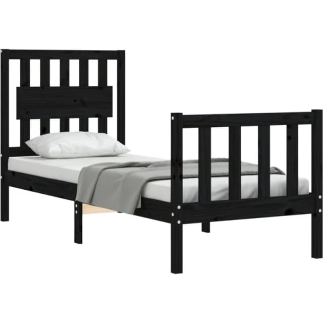 VIDAXL Bed Frame without Mattress Black Small Single Solid Wood Pine Vidaxl 3192390