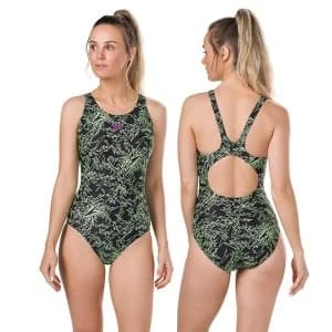 Speedo Boom Allover Muscleback Swimsuit Black/Zest 32"