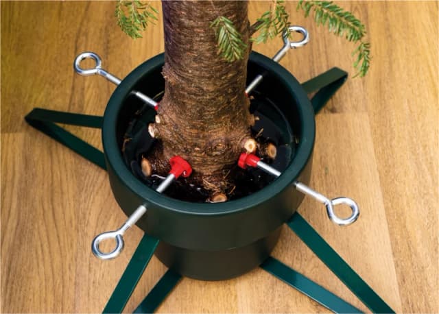 Christmas Tree Stand with 4 Clasps, 4 Metal Legs and Water Tank, for Real Trees up to 2.1m / 7ft ELV-784670 Live Tree Stand