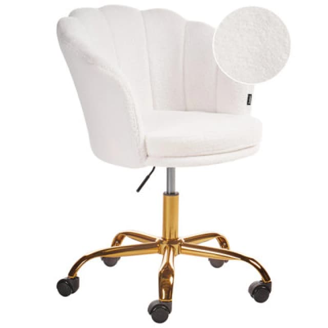 Beliani Desk Chair Monticello Boucle White