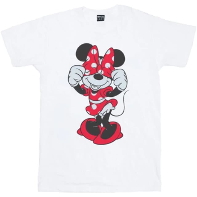Disney Minnie Mouse Bow Eyes Cotton T-Shirt White female