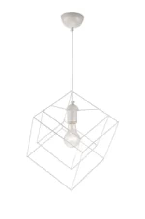 Wire Frame Pendant Ceiling Light White, 1x E27