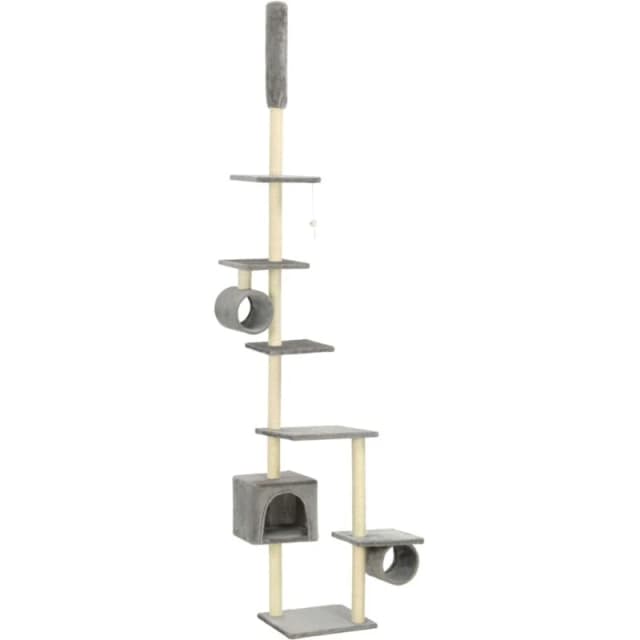 vidaXL Cat Tree with Sisal Scratching Posts 260cm Grey Kitten Playhouse Tower