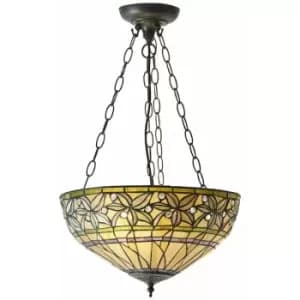 Tiffany Glass Hanging Ceiling Pendant Light Large Bronze Feature Shade i00070