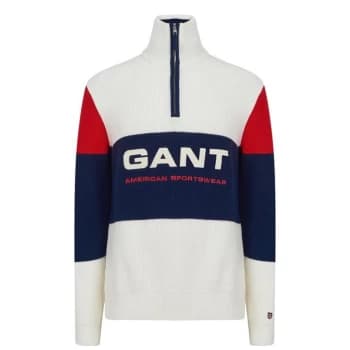 Gant Gant Stripe half Zip - Eggshell 113