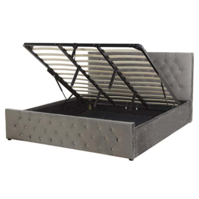 Beliani Ottoman Bed Velvet Amiens 180 X 200 Cm (Eu Super King) Grey