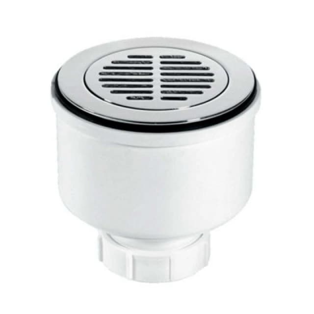 McAlpine ST90CPB-S-V 90mm x 50mm Water Seal Shower Trap with 2" Universal Vertical Outlet with removable 110mm Flange. White
