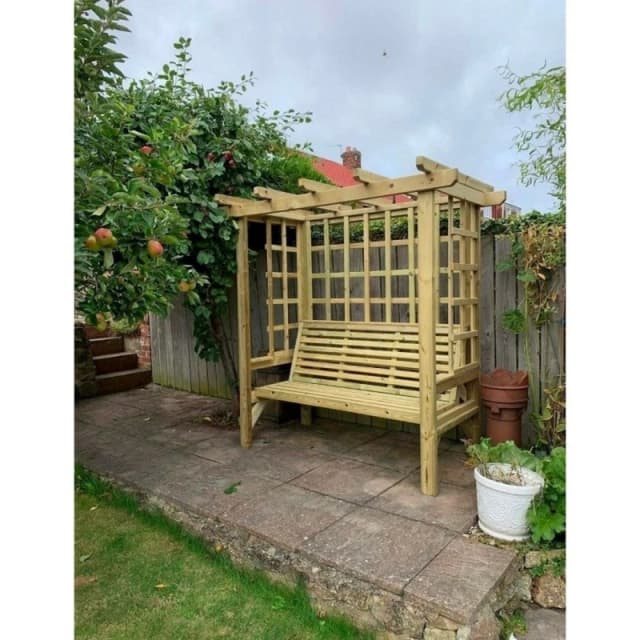 Churnet Valley Garden Furniture Ltd Beatrice 3 Seat Arbour - Min. Assembly Required - Set of Cushions Inc in Brown Brown Unisex