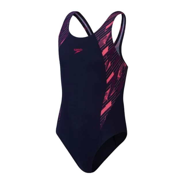 Speedo Junior Girls HyperBoom Splice Muscleback - Navy, Size 5-6 Years Navy VUCNH Unisex 5-6 YEARS