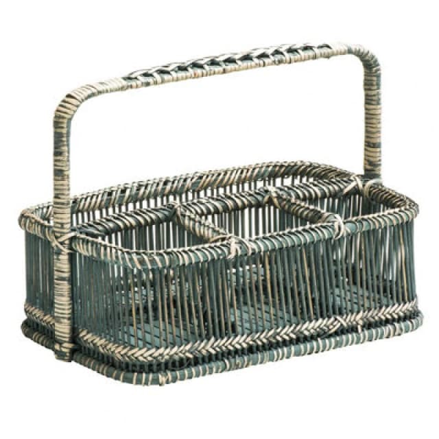 Premier Housewares Rustic Rattan Rustic Grey Washed Rectangular Caddy Basket Grey