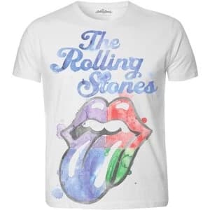 The Rolling Stones - Watercolour Tongue Unisex X-Large T-Shirt - White,Sublimated