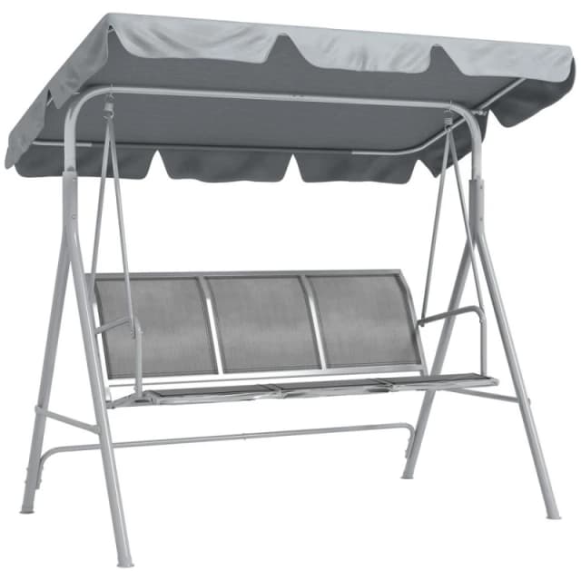 Outsunny Metal Swing Chair w/ Canopy, Grey 84A-059LG
