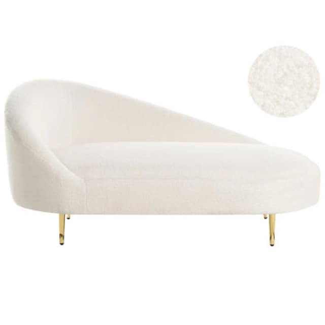 Beliani Left-Hand Chaise Lounge Valreas Boucle Off-White