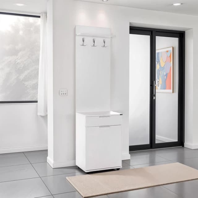 FWStyle FWStyle 1 Drawer 1 Door Hallway Storage Unit Coat Rack in White White One Size Unisex 5056413130907