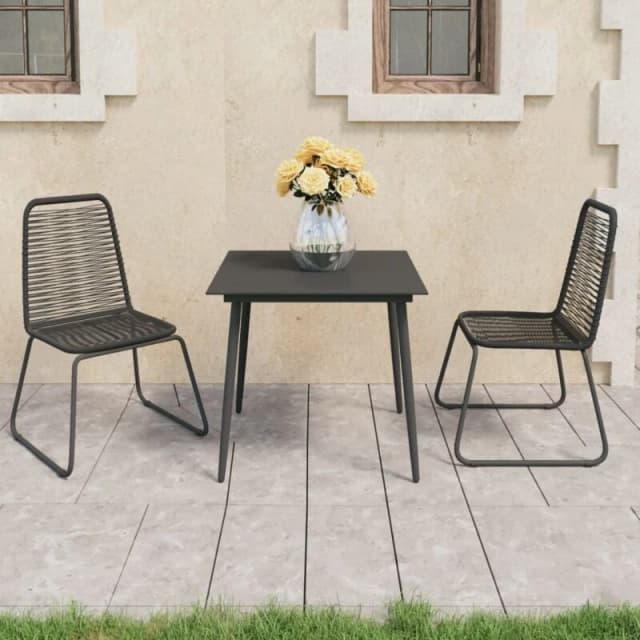 VIDAXL 3 Piece Garden Dining Set pvc Rattan Black Vidaxl 8720286228784