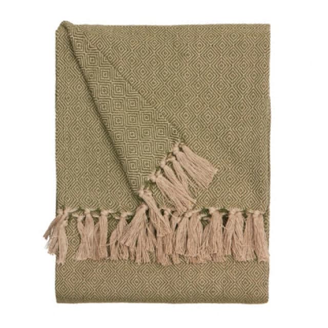 Furn Dessa Woven Indoor/Outdoor Throw in Olive Size: 130cm x 180cm Olive Unisex 130cm x 180 cm