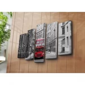 5PATK-76 Multicolor Decorative Canvas Painting (5 Pieces)