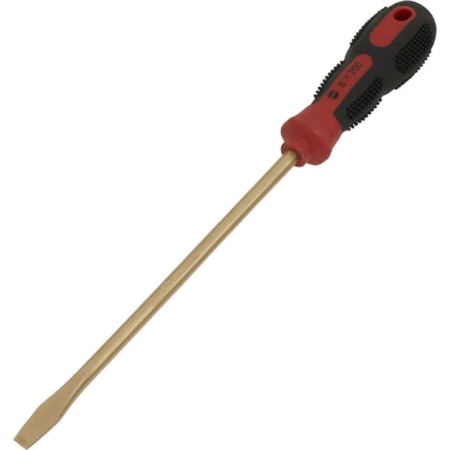 Loops 8 x 200mm Slotted Screwdriver - Non-Sparking - Soft Grip Handle - Die Forged Multi