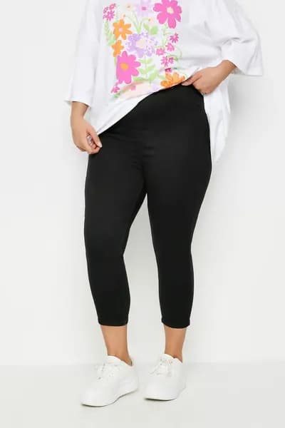Yours Cropped Jeggings Black