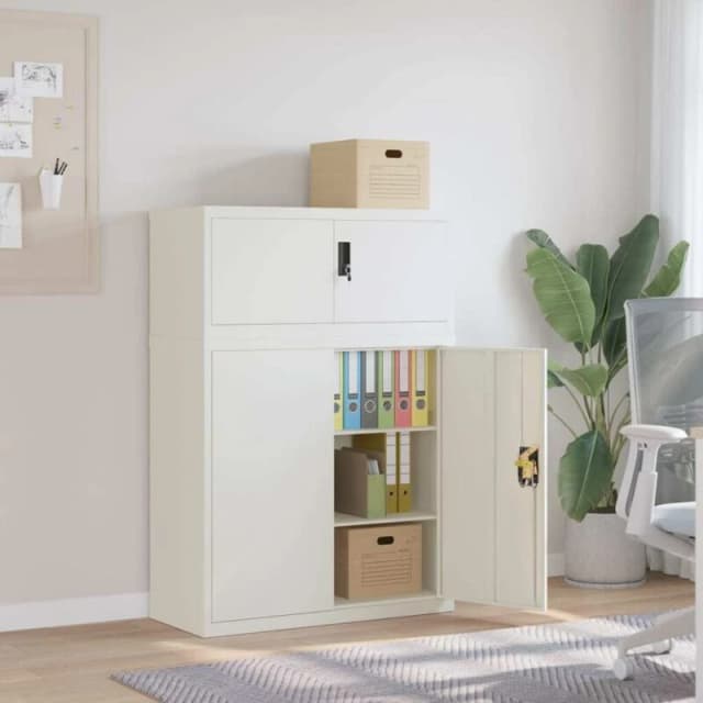 Vidaxl File Cabinet White 90X40X130 Cm Steel, White 3188311