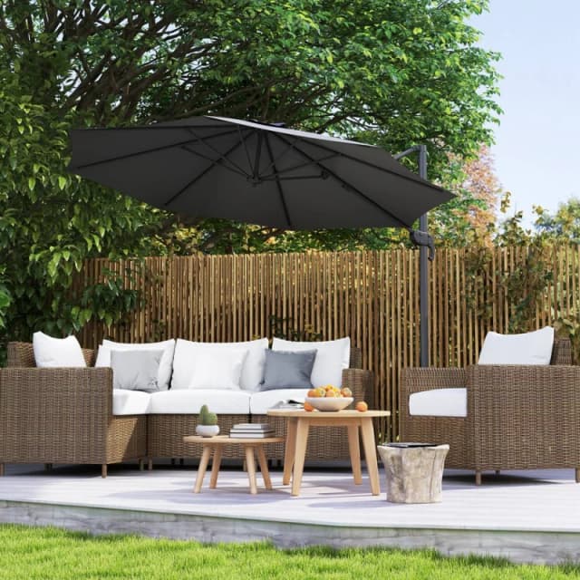 Outsunny 3 X 3(m) Cantilever Parasol Garden Umbrella With Cross Base - Black TJ Hughes 5063603021358