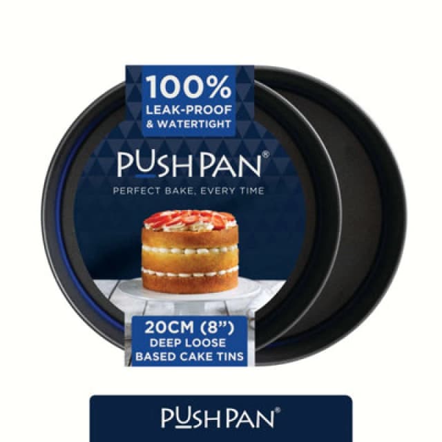 Wham Pushpan Set Of 2 X 8" Deep Cake Tins Grey/pewter